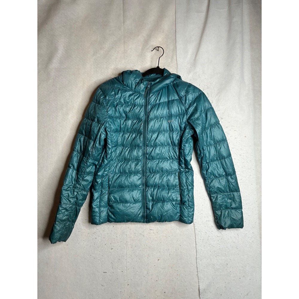 Uniqlo Ultra Light Down Hooded Puffer Jacket Teal Blue Womens Medium 211-127501